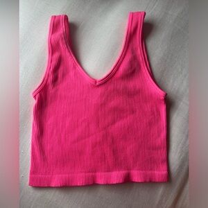 Vibrant Pink Ribbed Tank Top